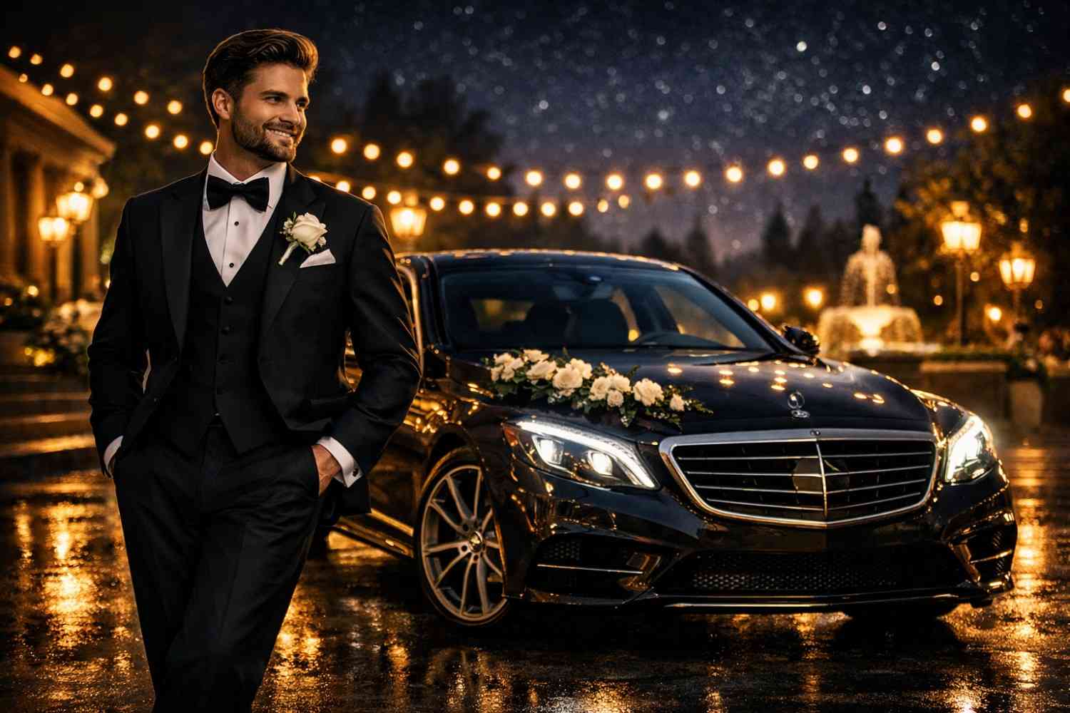 Groom Car Specialist night glamour with groom ca